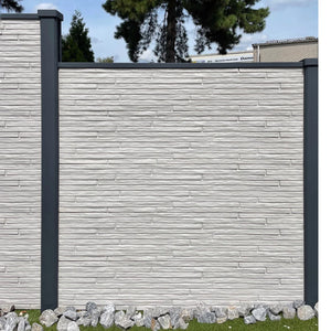 Beidseitige Betonzaunplatte Motiv Mikado naturgrau – Sichtschutzzaun aus Beton