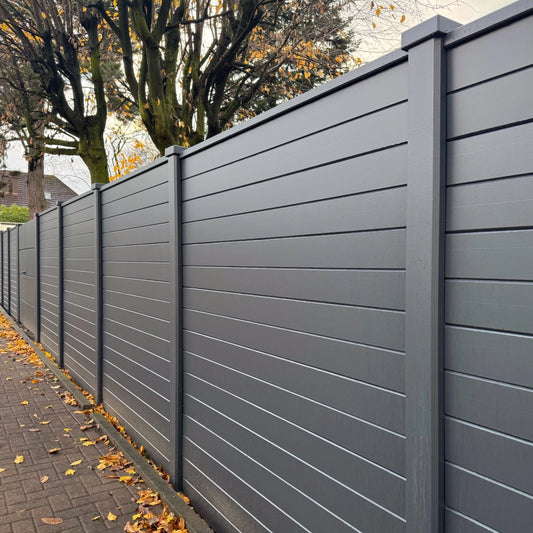 Beidseitige Betonzaunplatte Motiv Modern anthrazit – Sichtschutzzaun aus Beton