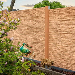Beidseitige Betonzaunplatte Motiv Nostalgie Brillux Farbe – Sichtschutzzaun aus Beton