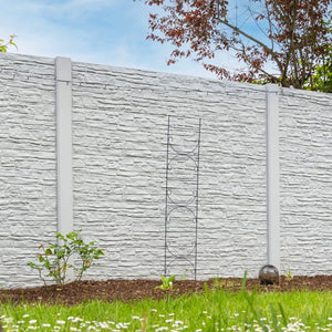 Beidseitige Betonzaunplatte Motiv Nostalgie naturgrau – Sichtschutzzaun aus Beton