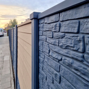 Beidseitige Betonzaunplatte Motiv Nostalgie anthrazit – Sichtschutzzaun aus Beton