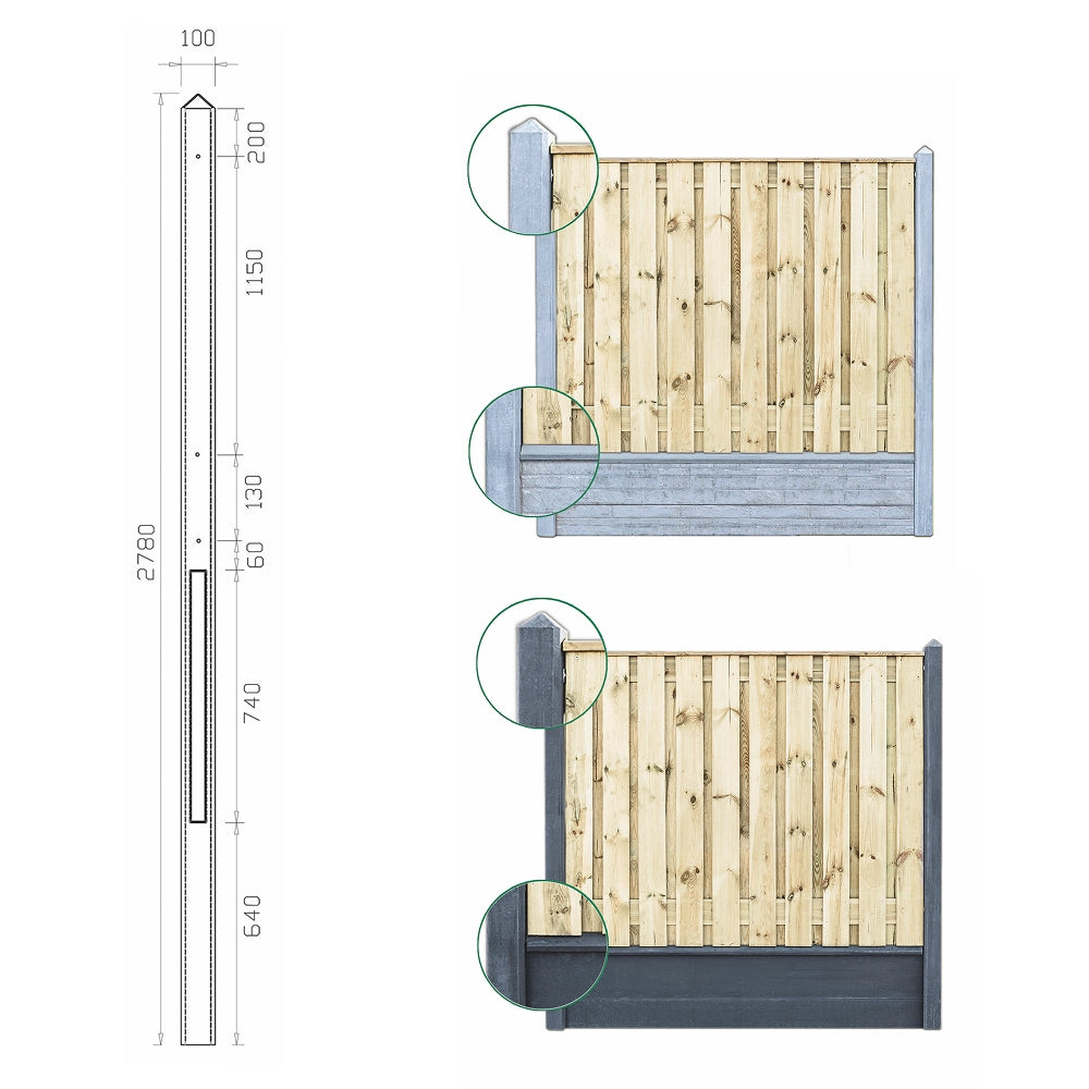 Holz-Beton - Eckpfosten