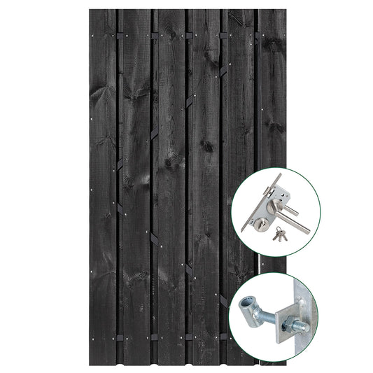 Holz-Beton - Gartentor - Kiefernholz Black Edition